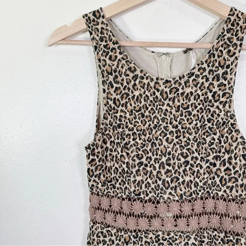 FREE PEOPLE Womens Size 2 Leopard Ombre Lace Daisy Dress - Picture 3 of 11